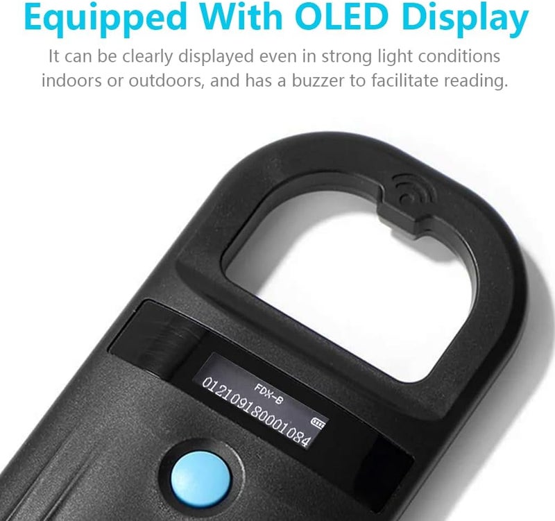 Chazcool Microchip Reader, Pet Microchip Scanner with Display Screen Supports FDXB (ISO11784 / 11785) and EMID, Scanner for Dogs Cats Pigs Animal (Black) - Image 3